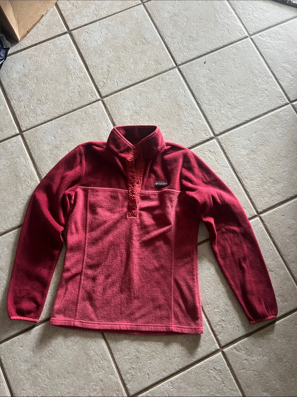 Columbia Red Fleece Pullover with Logo Tag